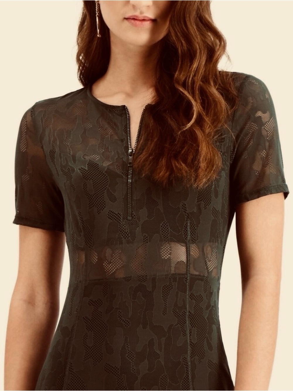 Guess BLACK Mini Dress with Subtle Camouflage Sheer Detail